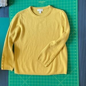 So so soft! Appleseed's Sunny Yellow Crew Neck Acrylic Sweater w/button trim, PM